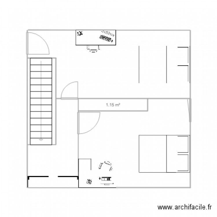 Future plan de l'étage. Plan de 1 pièce et 1 m2