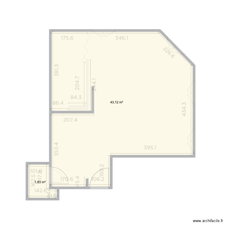 Lot 6 Lagny. Plan de 2 pièces et 45 m2