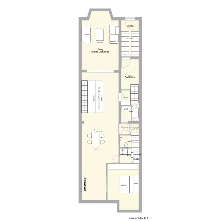 Marie Jos&eacute; Rez new 2 chambres bureau. Plan de 