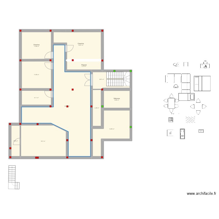 plan maison1. Plan de 12 pièces et 157 m2