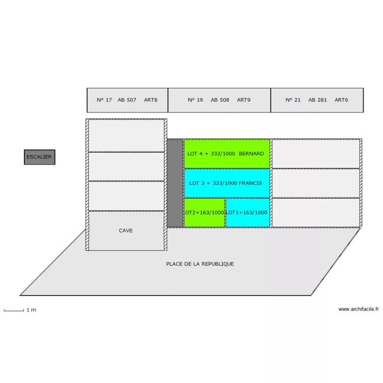 façades 17,19,21 place Republique. Plan de façades 17,19,21 place Republique. Plan de