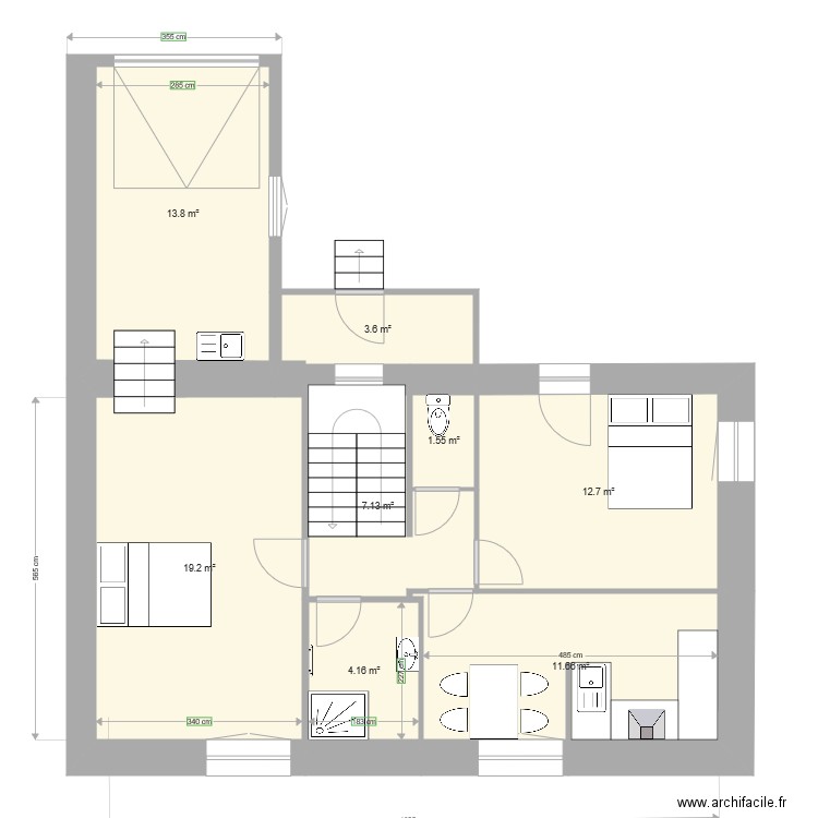 Nantes Etage 1 Avant modif. Plan de 0 pièce et 0 m2