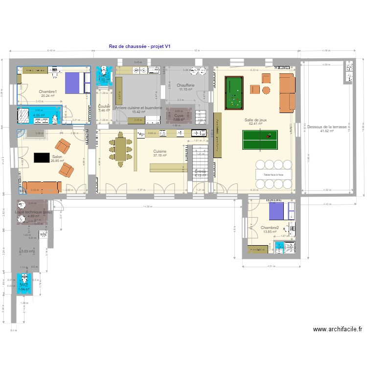 La  plaine  Rez de chaussée V1. Plan de 0 pièce et 0 m2