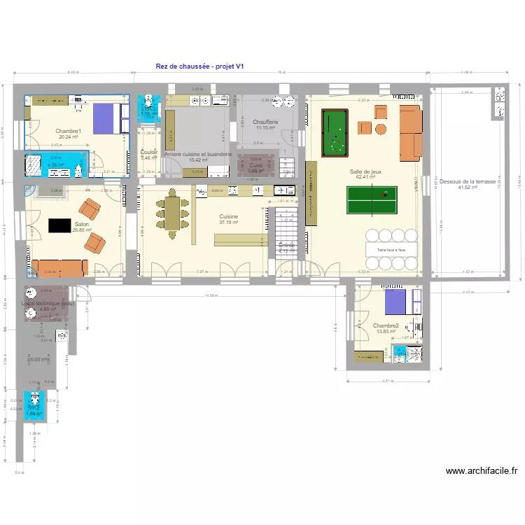 La  plaine  Rez de chauss&eacute;e V1. Plan de 