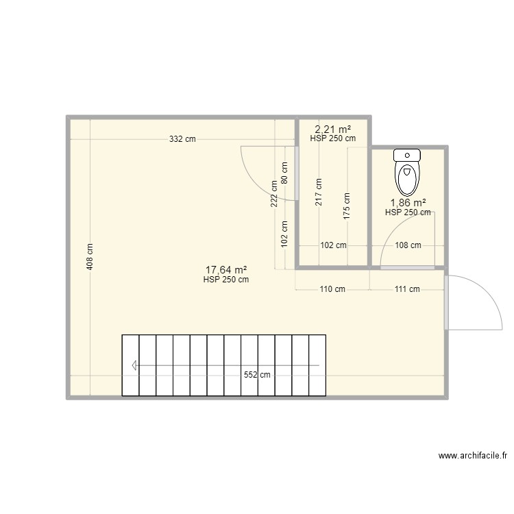 Berre logistique RDC. Plan de 3 pièces et 22 m2