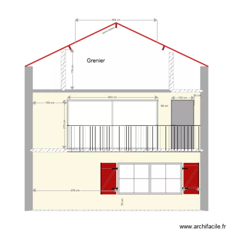 façade arrière. Plan de façade arrière. Plan de