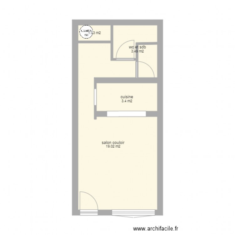 studio. Plan de 0 pièce et 0 m2