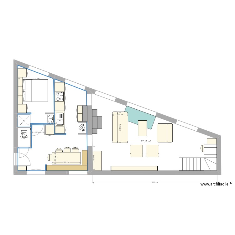 DUNKERQUE III. Plan de 3 pièces et 52 m2