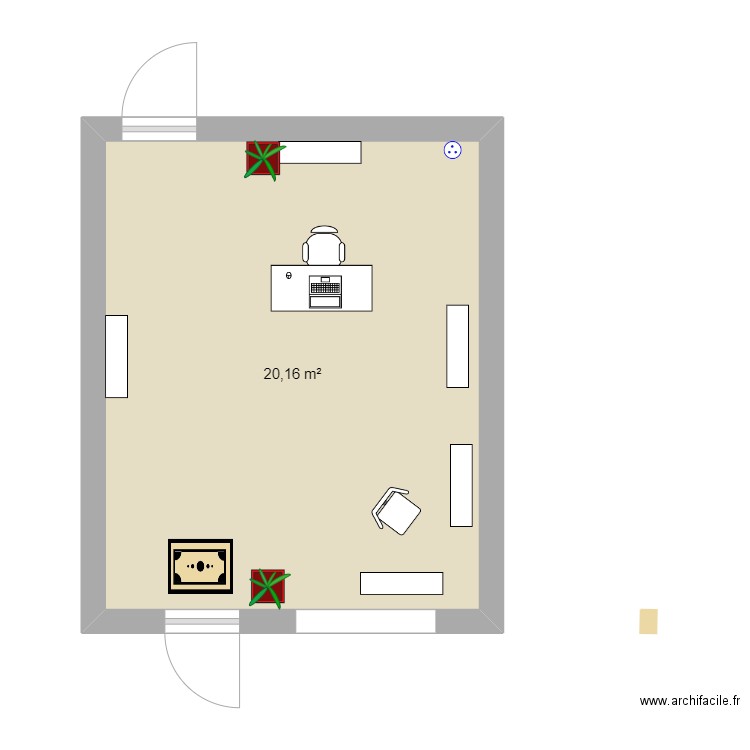 institut enora. Plan de 1 pièce et 20 m2