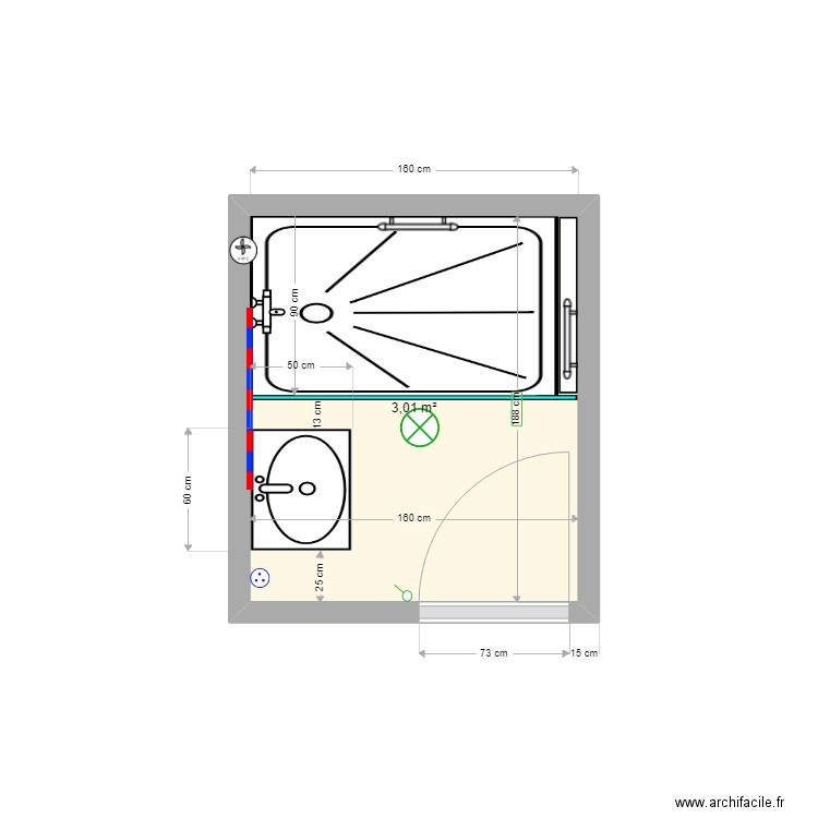 AUPOL rénové. Plan de 1 pièce et 3 m2