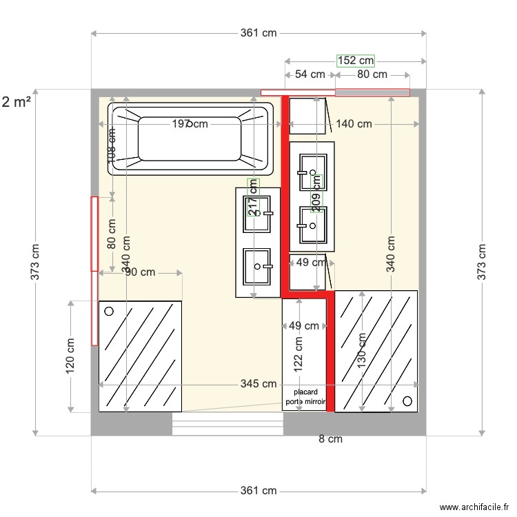 2 salles de bain V2. Plan de 0 pièce et 0 m2