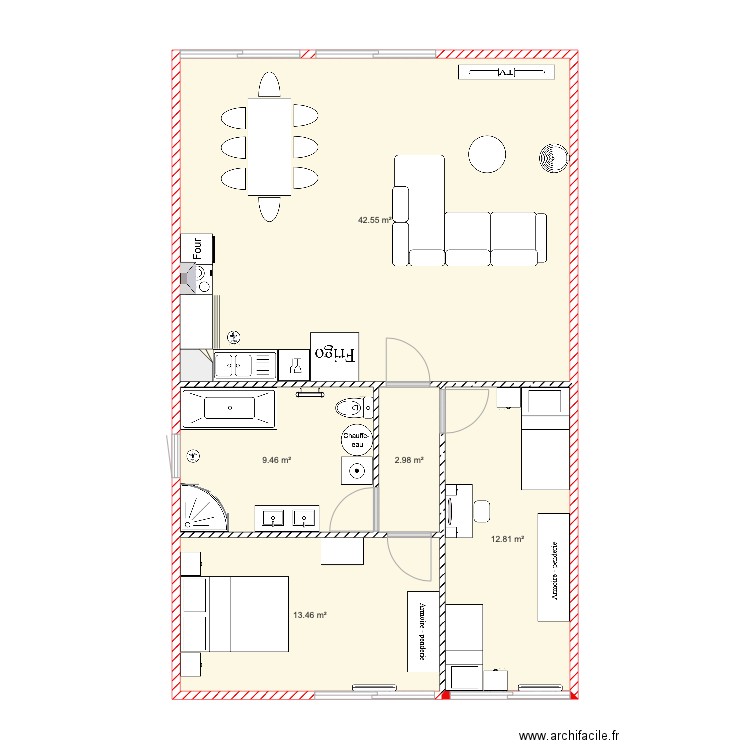 plan type 3 containers. Plan de 0 pièce et 0 m2