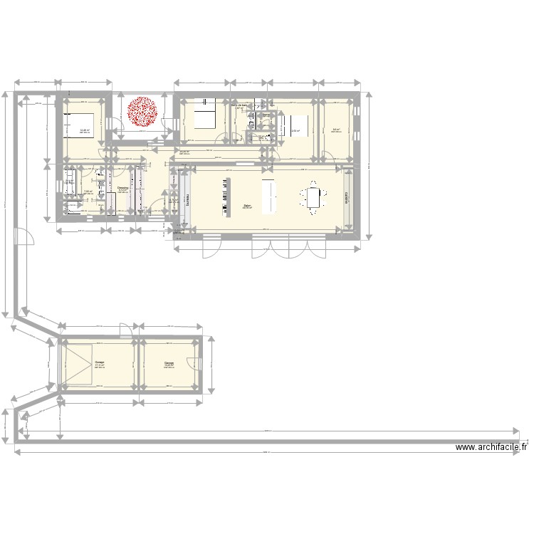 PLAN4B-22 ESSAI-JUIN-WC ET PASSAGE  -sans ouverture NORD-1 juin -134m2. Plan de 18 pièces et 169 m2