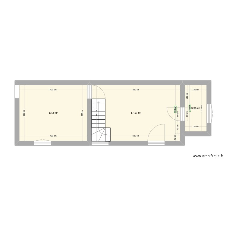 Maison. Plan de 3 pièces et 34 m2