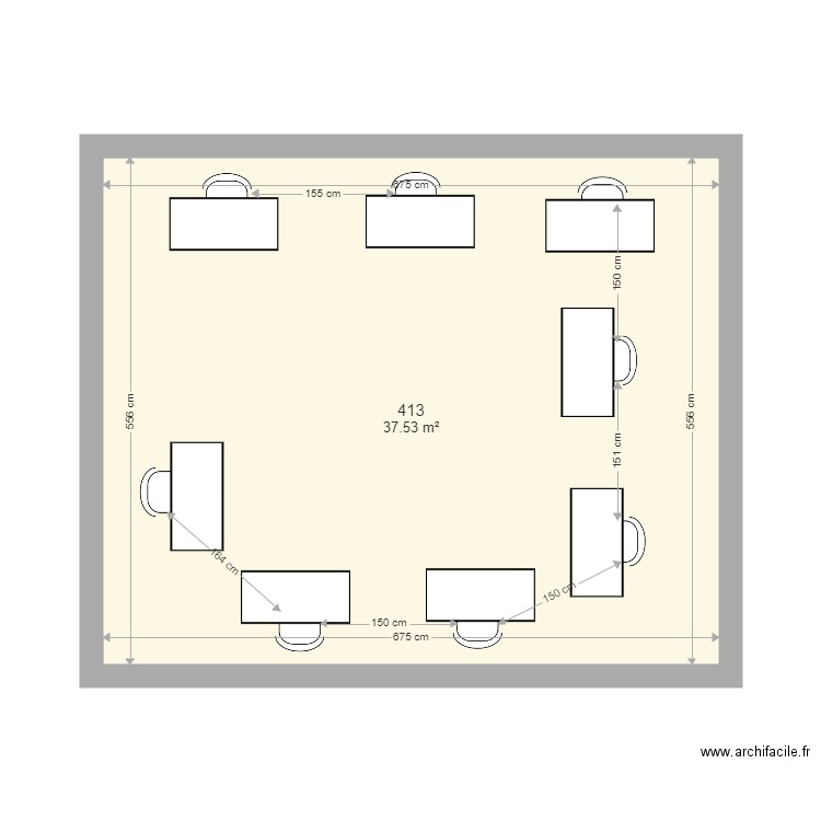 413 en U. Plan de 0 pièce et 0 m2
