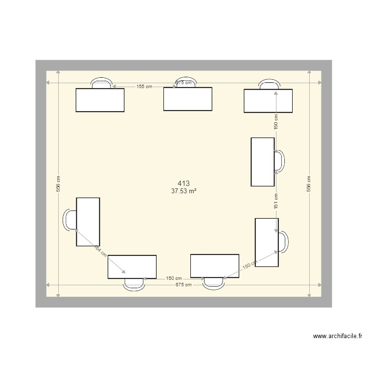 413 en U. Plan de 0 pièce et 0 m2