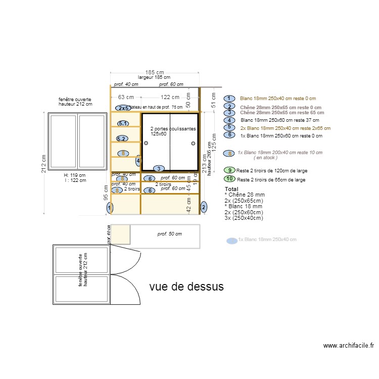 Armoire chambre essais Bricomarché. Plan de 0 pièce et 0 m2