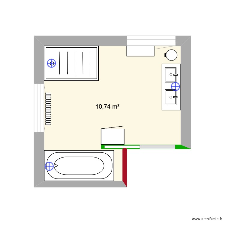 SDB MJ. Plan de 1 pièce et 11 m2