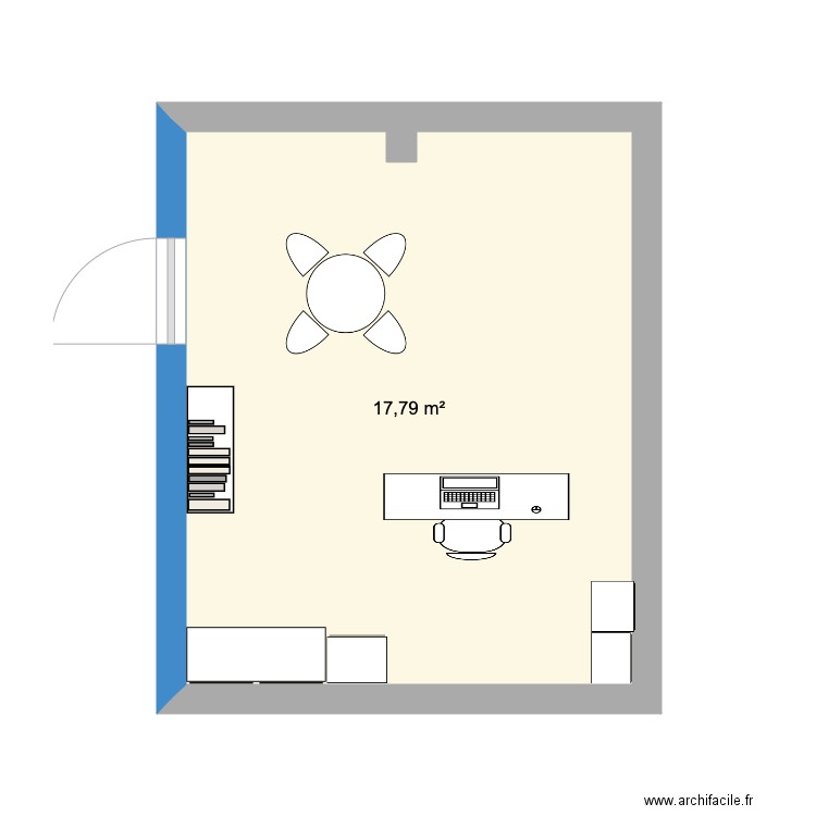 bureau 1. Plan de 1 pièce et 18 m2