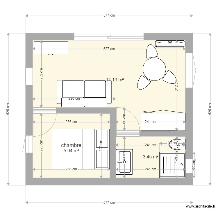 studio 25m2 2. Plan de 0 pièce et 0 m2