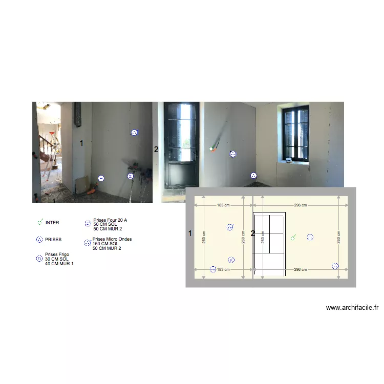 ELEVATION MUR B. Plan de 