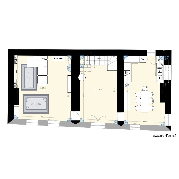 maine blanc RDC amenagé 2. Plan de 0 pièce et 0 m2
