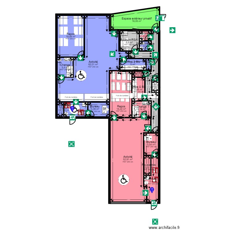 Malakoff 2 projet V2 ArL fr JoD evac 1. Plan de 30 pièces et 299 m2