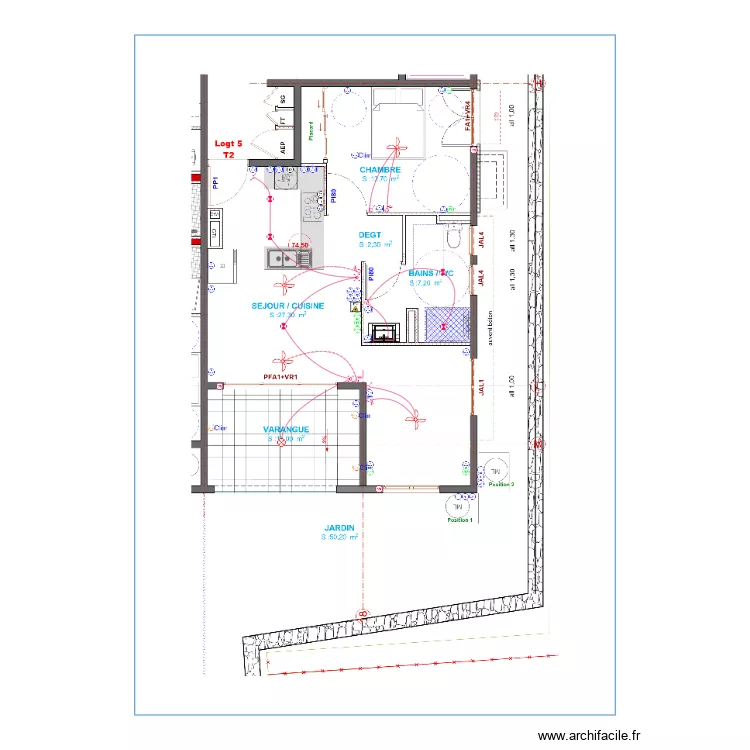 Logement 5 Saint laurent. Plan de 