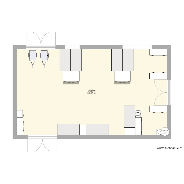 Bureau IO . Plan de 1 pièce et 60 m2