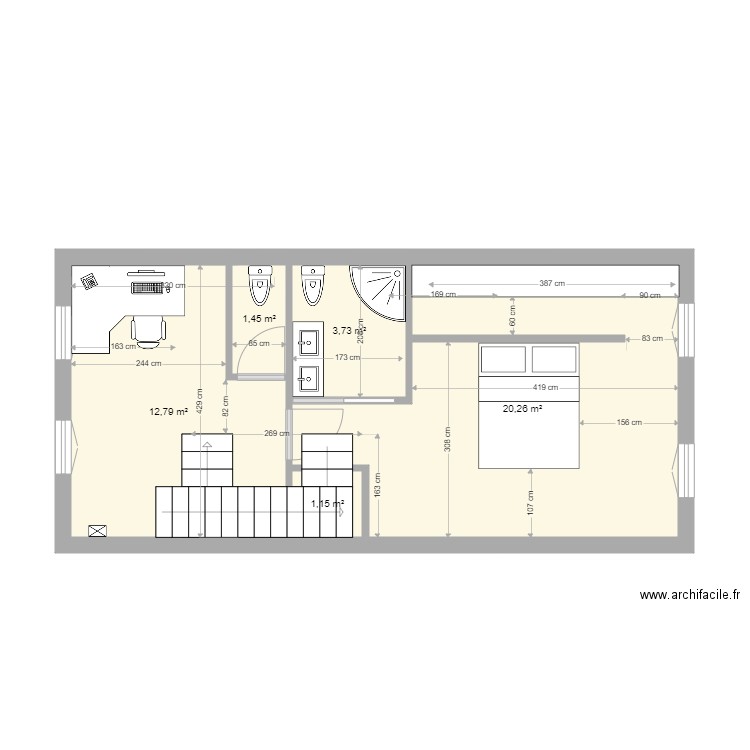 MuretBarry1EEscalier3. Plan de 5 pièces et 39 m2