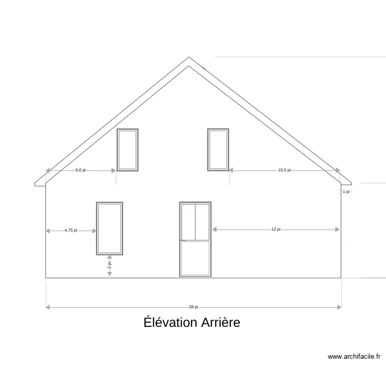 Élévation arrière (Chalet). Plan de Élévation arrière (Chalet). Plan de