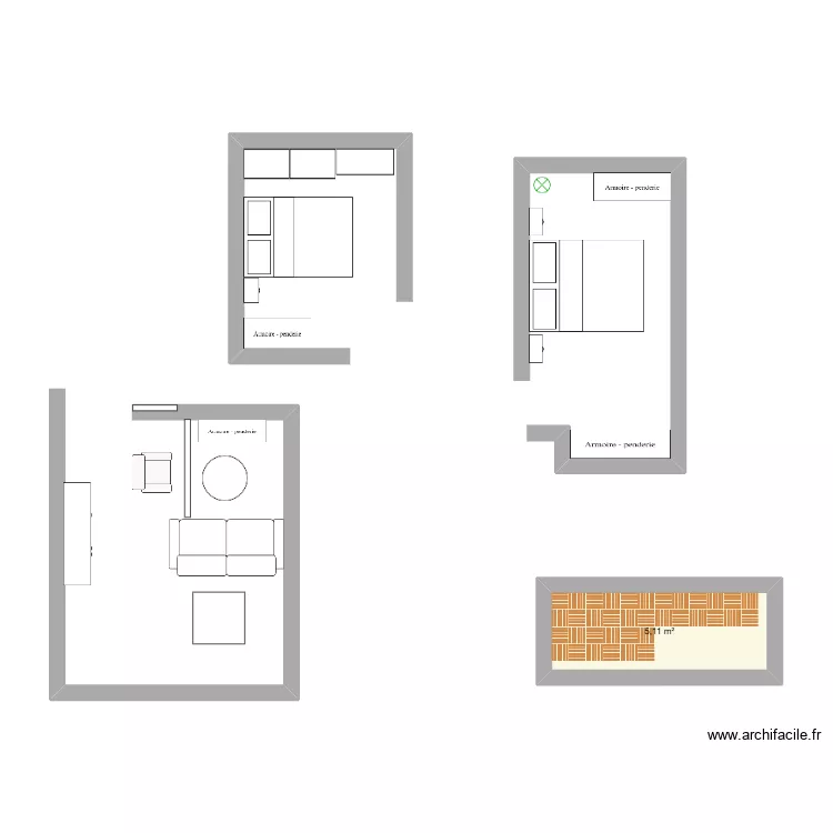 CHAMBRE D'AMIS. Plan de 