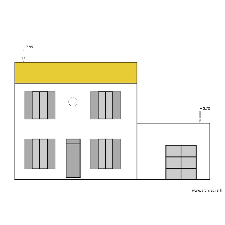 FACADE SUD EXISTANT. Plan de 19 pièces et 91 m2