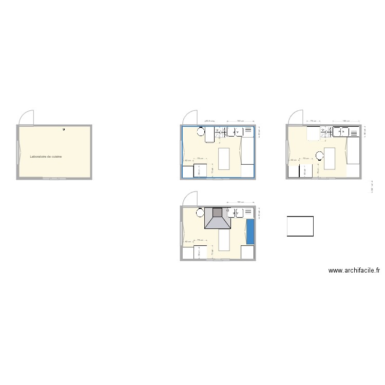 cuisine pro YK V2. Plan de 4 pièces et 46 m2