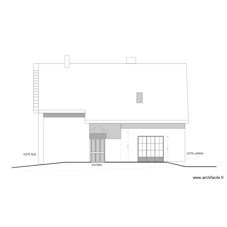 FACADE COTE DROIT EXISTANTE. Plan de 