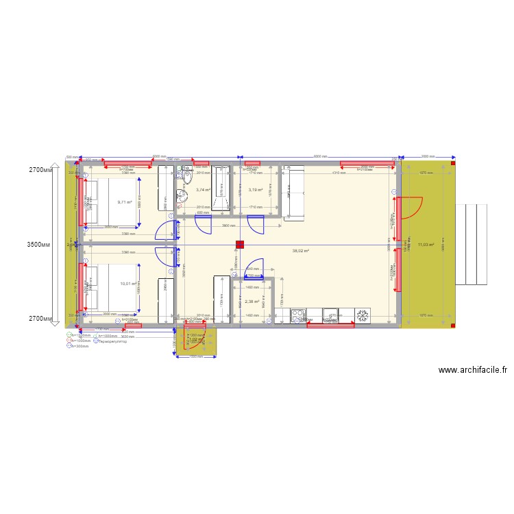 barn4. Plan de 9 pièces et 81 m2