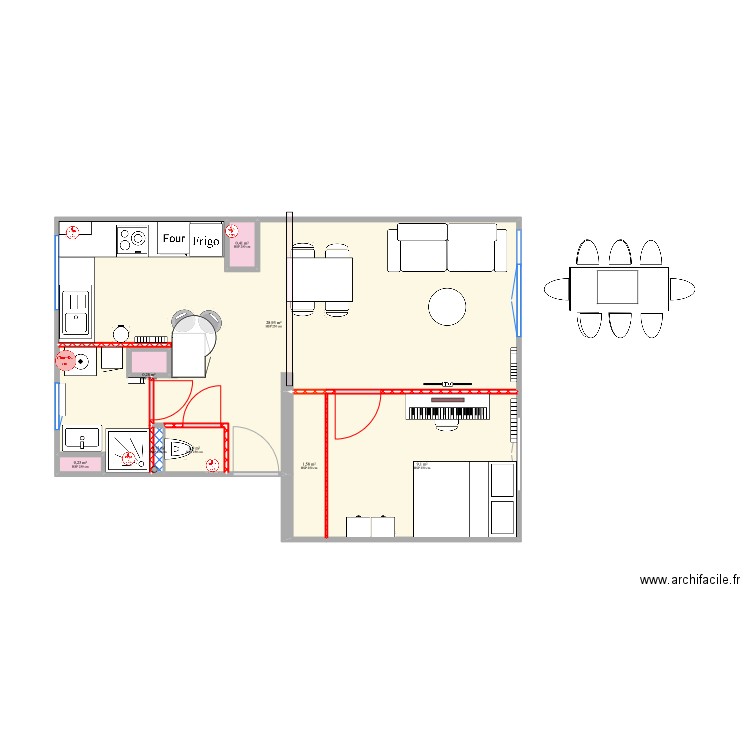 Saint-François_V Bis Meublé 5_Variante 3_20220912. Plan de 8 pièces et 42 m2