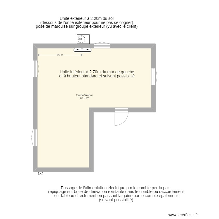 Locteau. Plan de 1 pièce et 35 m2