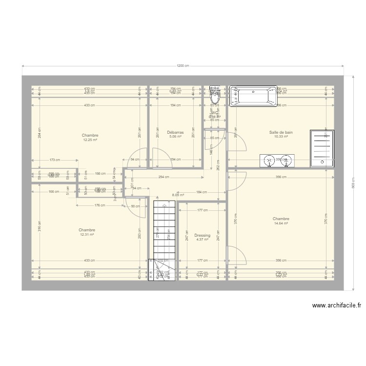 BORDAT MILON ETAGE. Plan de 18 pièces et 79 m2