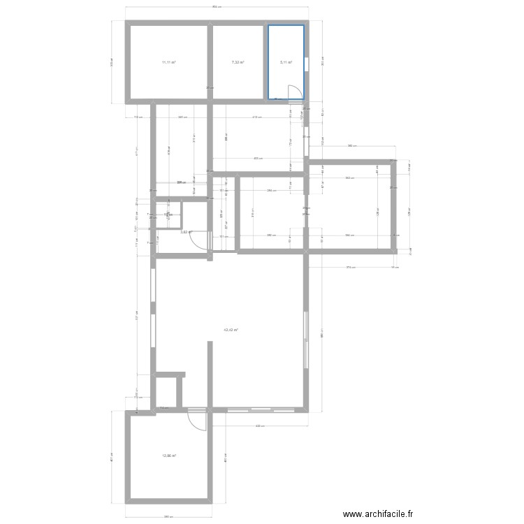 Chagoury plan actuel. Plan de 6 pièces et 83 m2