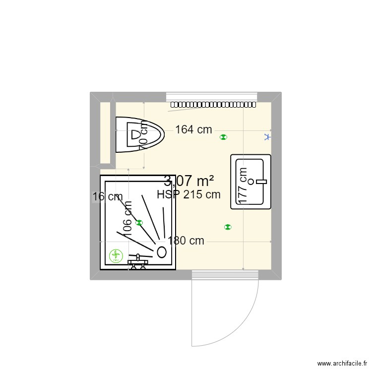 Md Boussac. Plan de 2 pièces et 3 m2