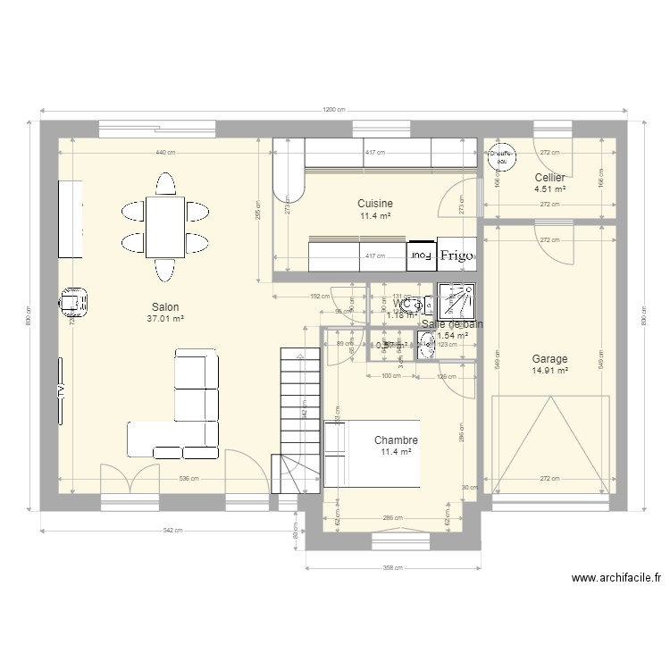 MAILLET  ROZIER . Plan de 8 pièces et 83 m2