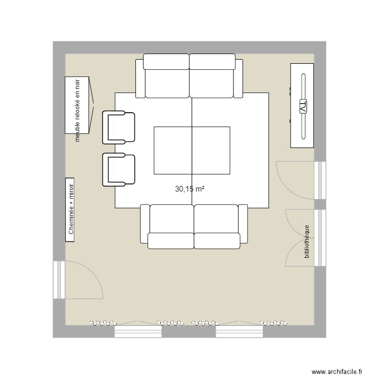 LA MAISON DES VIGNES salon v2. Plan de 0 pièce et 0 m2