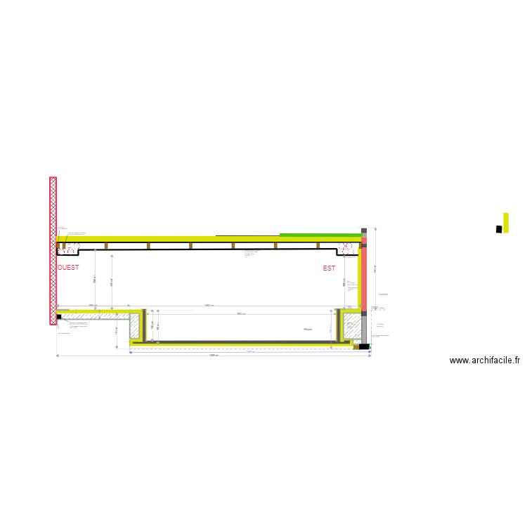 piscine v9004 - coupe ouest est. Plan de 0 pièce et 0 m2