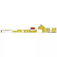 Cuisine et garage avec toiture et parement