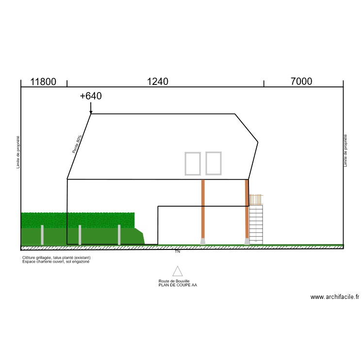 plan de coupe Charterie vue Route de Bouville. Plan de 0 pièce et 0 m2