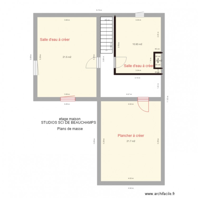 sci beauchamps ETAGE MAISON plan de masse. Plan de 4 pièces et 55 m2