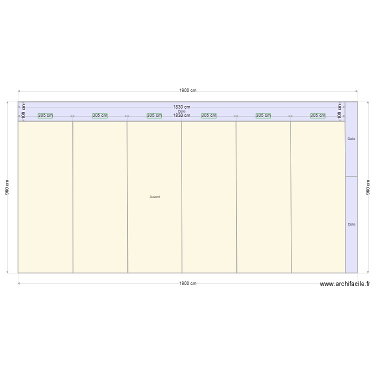 dalle auvent. Plan de 0 pièce et 0 m2
