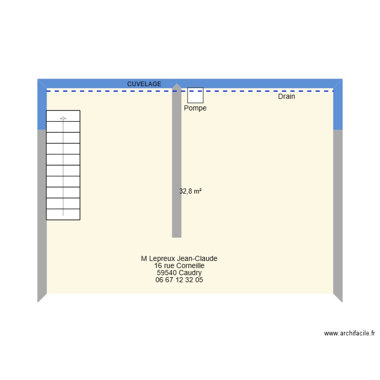 Plan Lepreux JC. Plan de 1 pièce et 33 m2