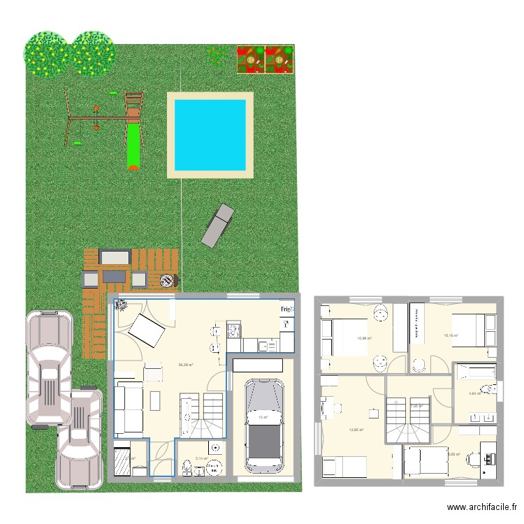 Cuisine 4. Plan de 10 pièces et 108 m2